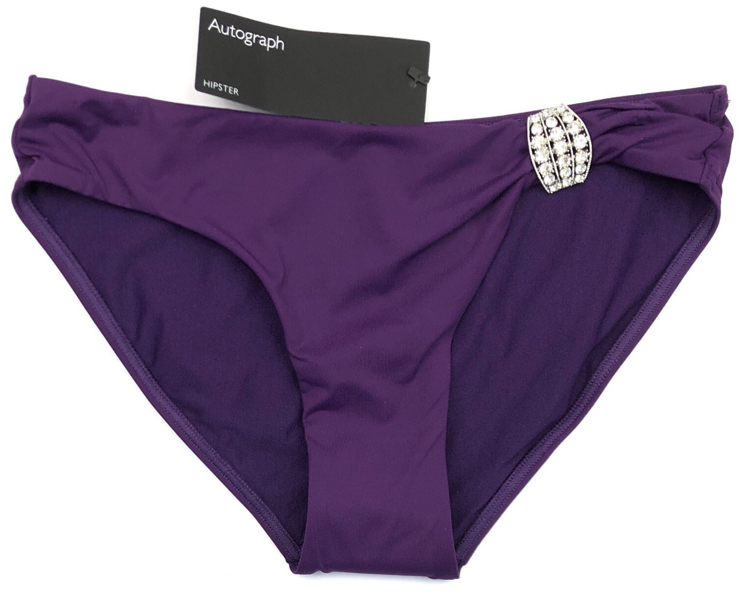 UK 8 Mark & Spencer Autograph Bikini Bottoms - Solid Purple BNWT