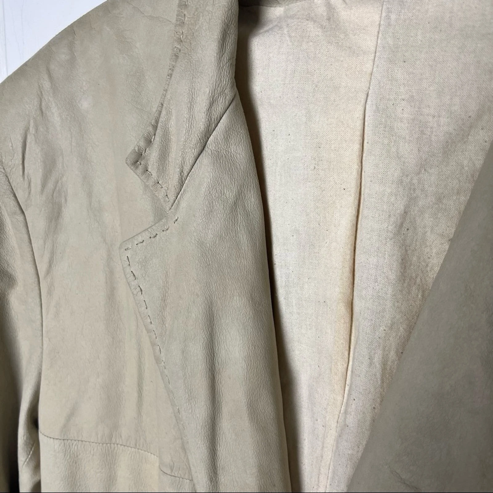 Paul Smith Leather Jacket Blazer Mens Medium 40 Taupe Made In Italy Sport Coat image 6
