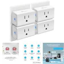 Smart Wi-Fi Plug Mini 4-Pack Voice Control Alexa Google Home UL Certified White