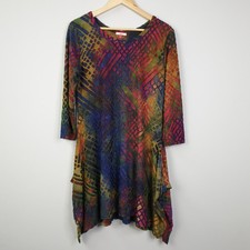 Joe Browns Dress Women UK 12 Multicoloured Burnout Mesh Overlay Flared Boho