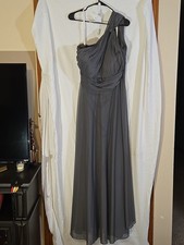 Azazie Women's Charlize Stretch A-Line Mesh Dress Grey Size US: A22