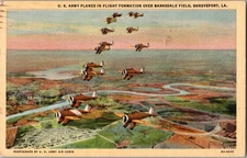 Army Planes Over Barksdale Field, Shreveport, Louisiana WWII Postcard KM5