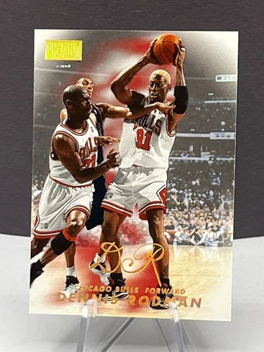 Dennis Rodman 1998 Skybox Premium Card # 14 Featuring Michael Jordan