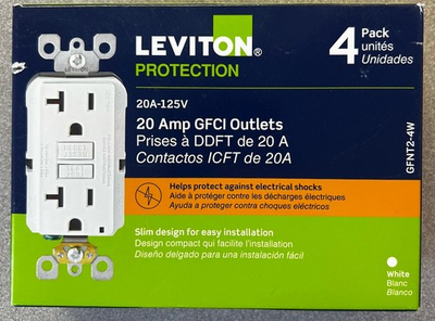 #ad #ad Leviton 20 Amp 125 Volt Duplex Self Test Slim GFCI Outlet White 4 Pk GFNT2 4W $32.00