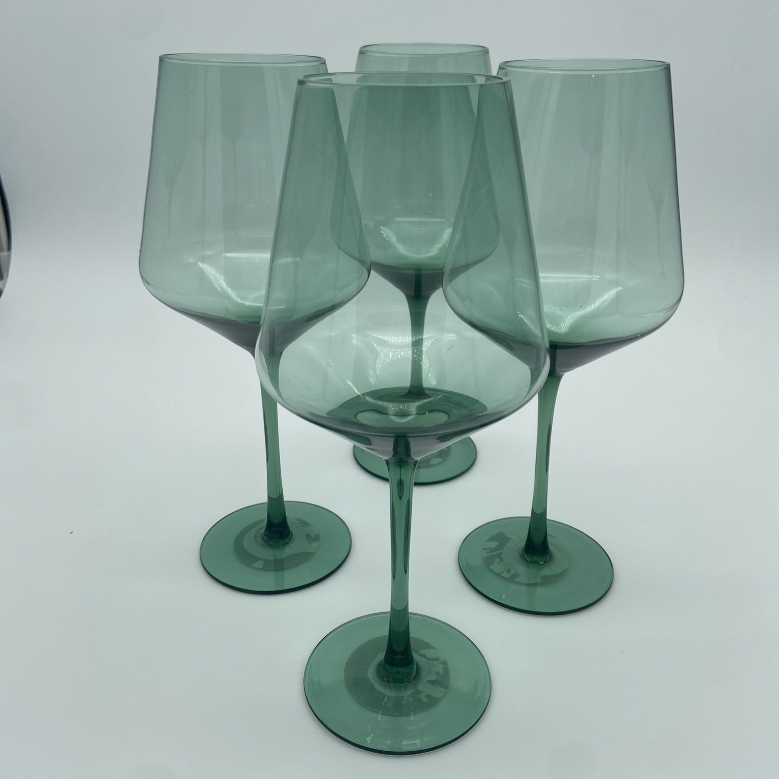 Set of 4 Threshold BEAUTIFUL Green Stemmed Wine Glasses 😍😍