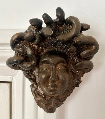 Medusa Wächterkopf Wandrelief Skulptur - Bronze kaltguss - Wohndeko