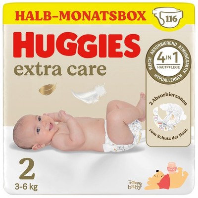 Huggies Babywindeln für Neugeborene Newborn Größe 2, 116 Windeln (2x58)