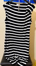 Calvin Klein Size Small Black & White Striped Sleeveless Dress