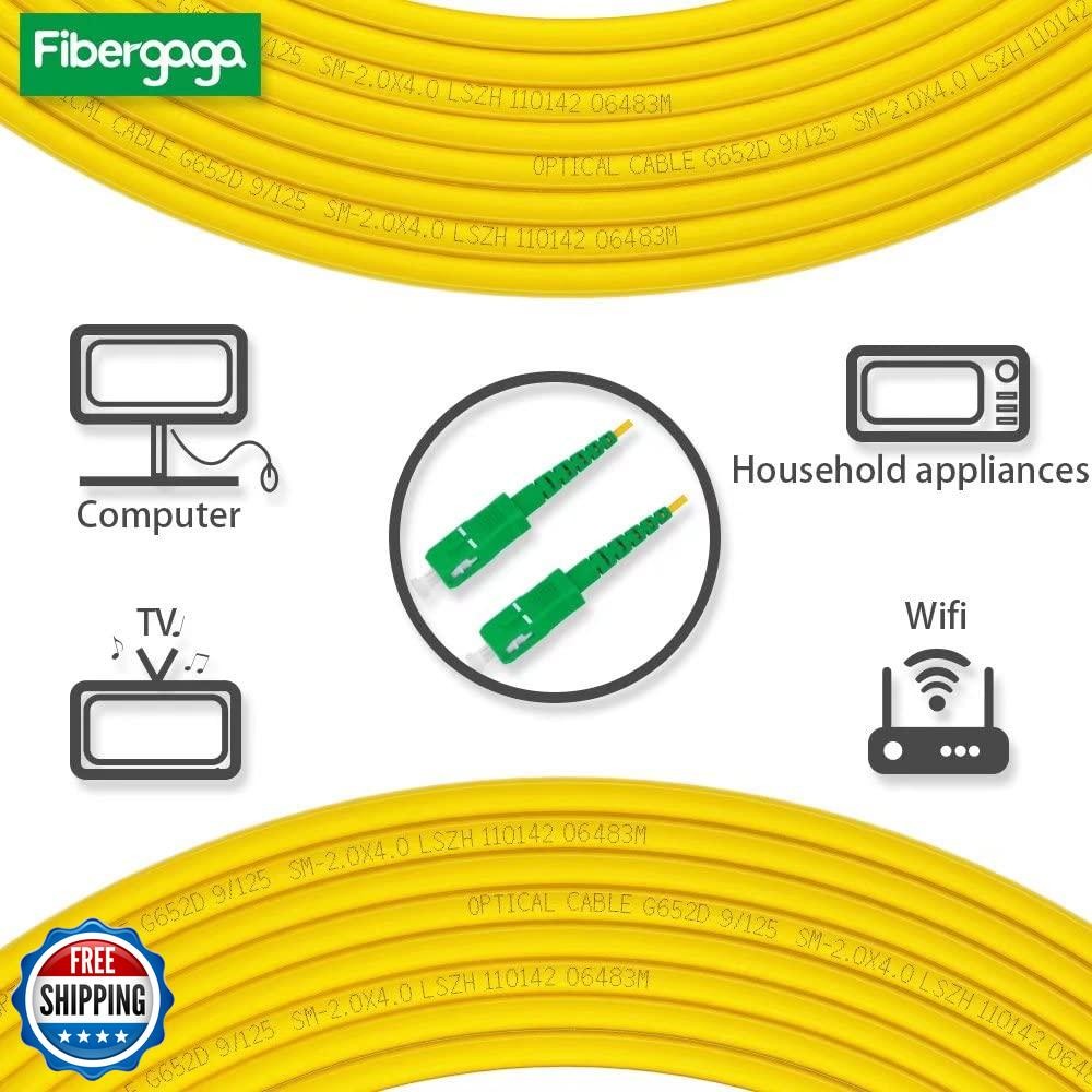 Fibergaga-15m(50ft) OS2 SC/APC to SC/APC Fiber Patch Cable Single