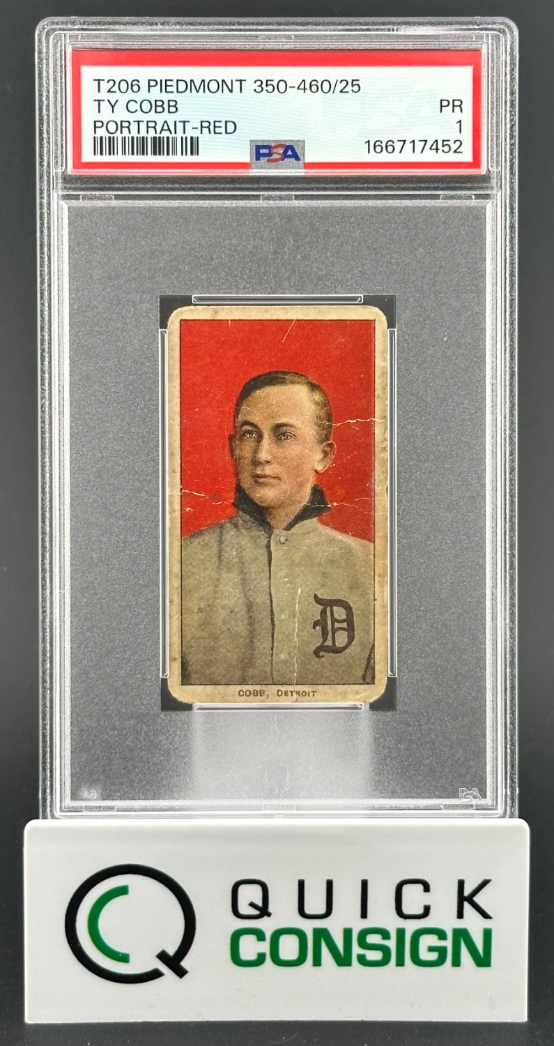 TY COBB 1909 T206 PIEDMONT 350-460 PORTRAIT RED 350-460 BACK PSA 1 Q6995