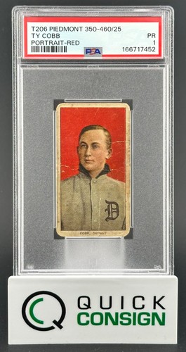 TY COBB 1909 T206 PIEDMONT 350-460 PORTRAIT RED 350-460 BACK PSA 1 Q6995