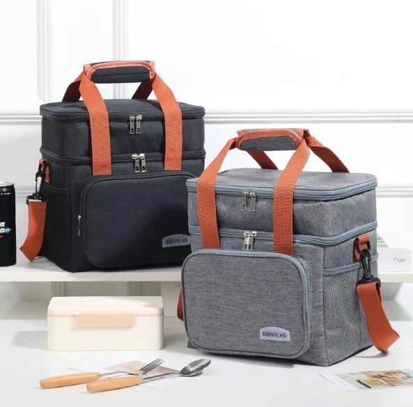 Faltbare Kühltasche Picknicktasche Isoliertasche Thermotasche 2 Kühlfächer Lunch - Bild 4 von 4