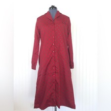 Vintage Maroon Paisley Long Nightgown Dress Silky Straight Loose with Pockets