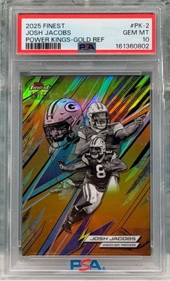 2025 Topps Finest Josh Jacobs Power Kings Gold Refractor #/50 PSA 10