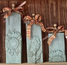 Wood Clay Sunflower Decor Set Of 3 Handmade Any Room In The House