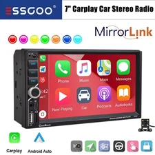 2 DIN 7" Car Stereo Carplay Radio Head Unit FM USB AUX-IN MP5 Player + Camera