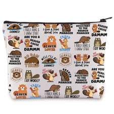 Beaver Lover Cosmetic Bag Makeup Travel Zipper Pouch Water Resistant Cotton