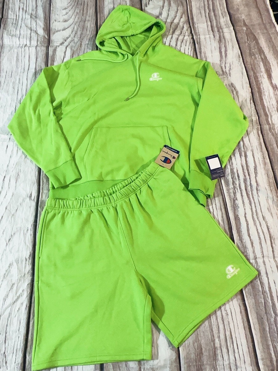 Champion classic fleece men 2pcs hoodie & Short Sz XLarge Green (C