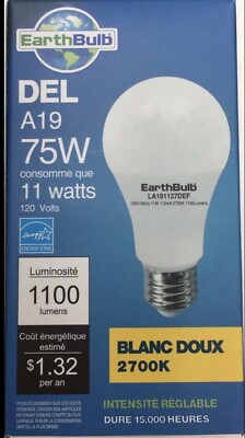 Earth Bulb 65W, 75W, 100W, Light Bulb 12 In Box