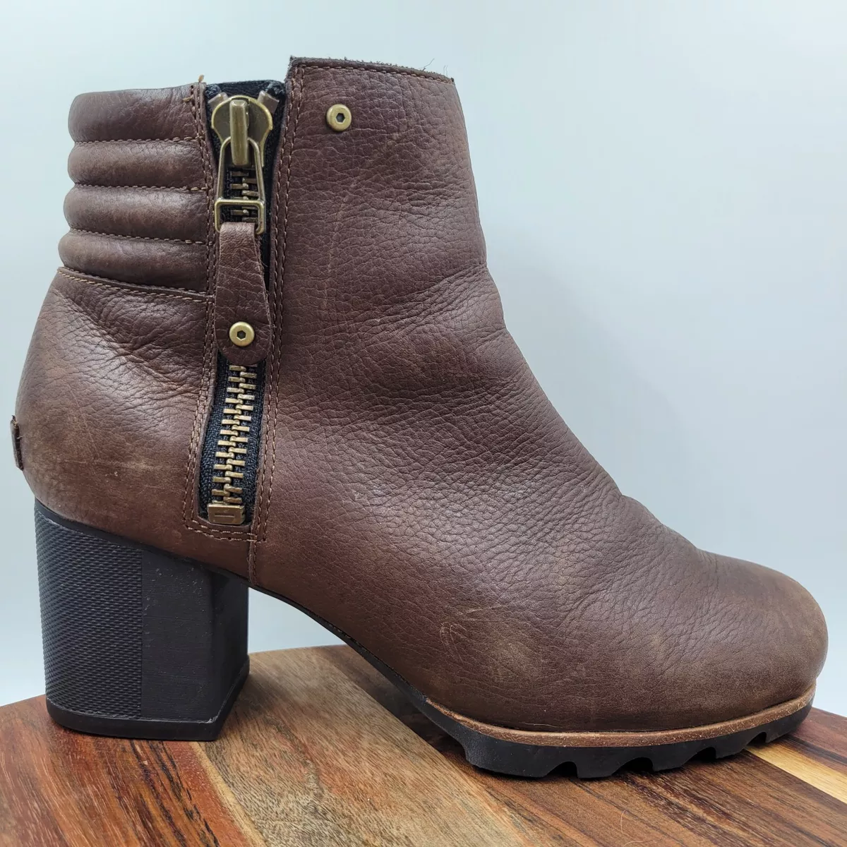 Sorel Danica Boots Women s 11 Brown Black Leather Waterproof