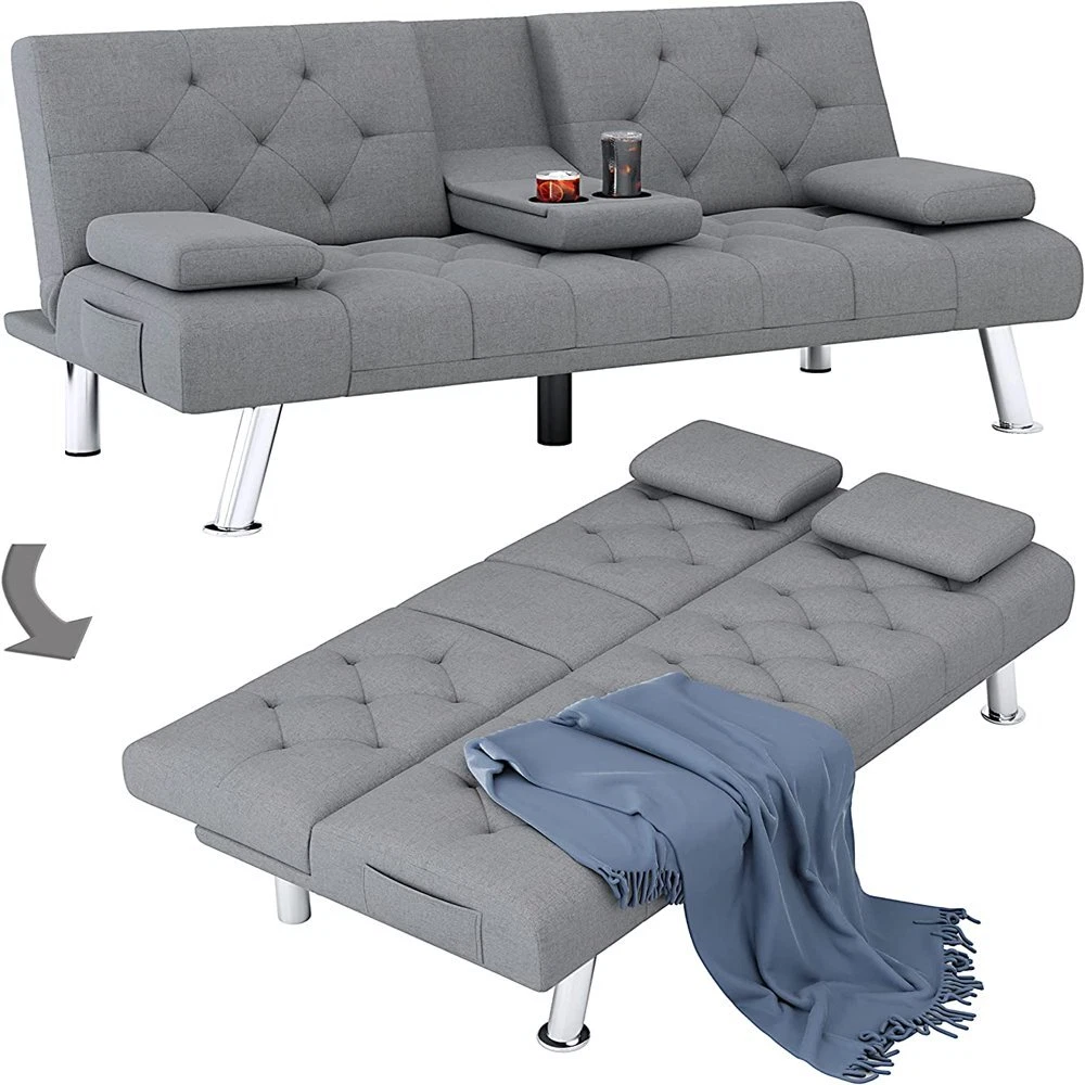 Futon Sofa Bed With Cup Holders Baci Living Room
