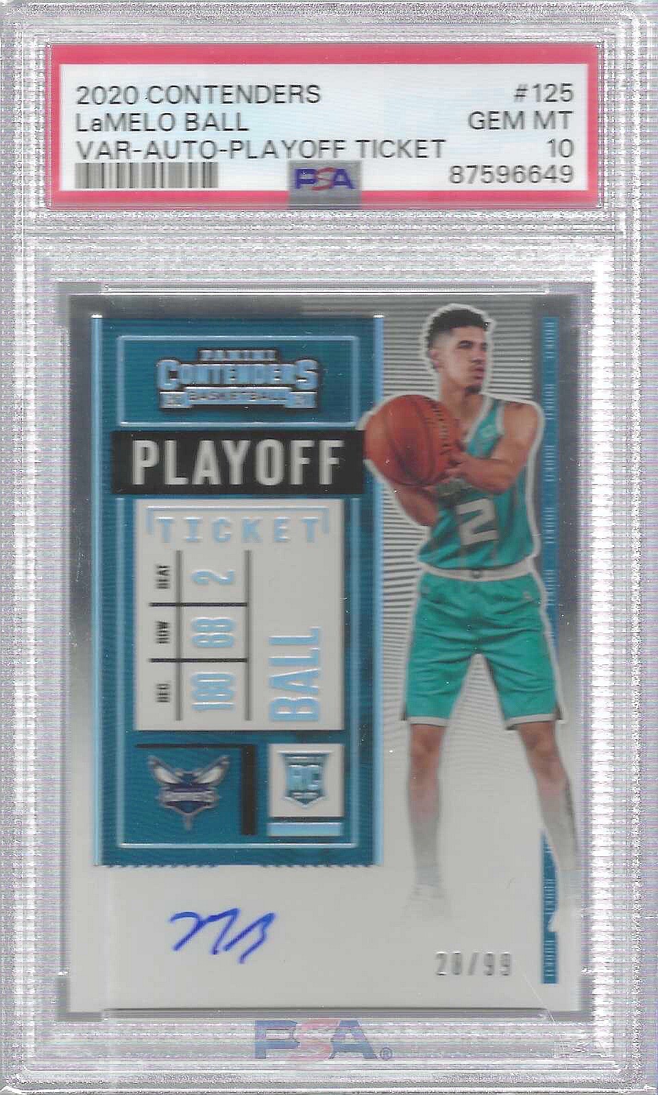 LAMELO BALL 2020 PANINI CONTENDERS VARIATION PLAYOFF TICKET AUTO RC /99 PSA 10