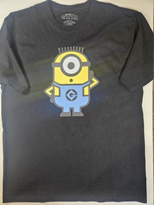 Minions T-Shirt Mens Large Illuminations Black Yellow Graphic Rise Of Gru Tee