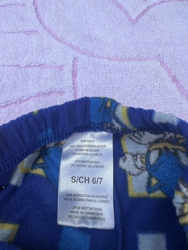 Sonic The Hedgehog Boys Blue Fleece Pajama Pants Size S 6/7 - Picture 5 of 6