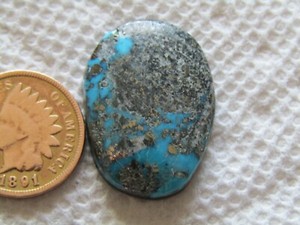 Turquoise Cabochon 21 carat Cab Unknown Origin Web Blue Green Boulder  