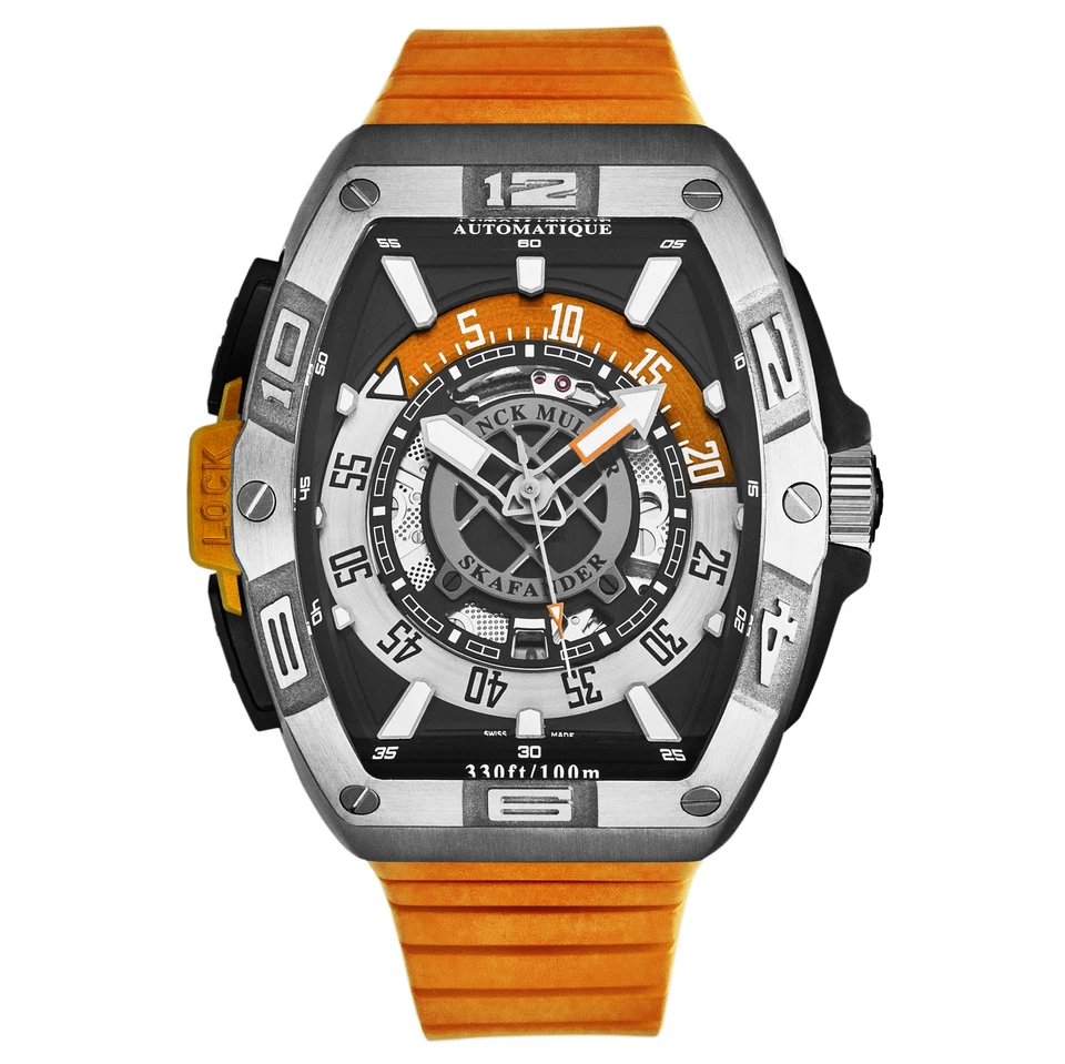 Frank Muller Men's 'SkaFander' Black Dial Orange Strap Automatic 46SCSKFBLKORG