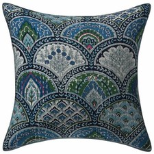 Indian Cotton Throw Pillow Cover Grey 40x40 cm Kantha Rainbow Cushion Cover