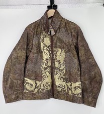 Man Wing Women’s Gold Embroidered 100% Silk Jacket Art To Wear Bohemian