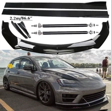 Front Bumper Lip Spoiler Side Skirts Rear Glossy Black For VW Golf GTI /R