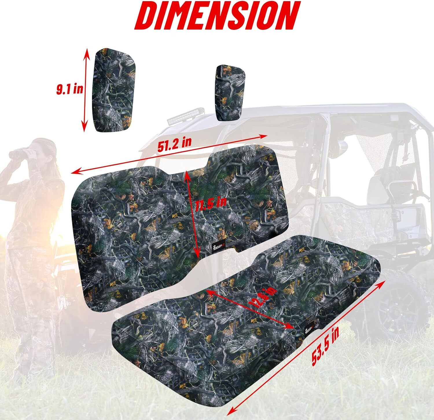 Camo UTV Seat Covers Front Waterproof for Honda Pioneer 1000/1000-5 2016-2023