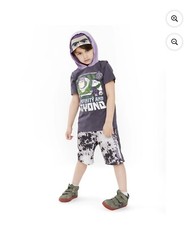 Disney Boys Gray Purple Buzz Lightyear Outfit Tee Shirt Shorts Set