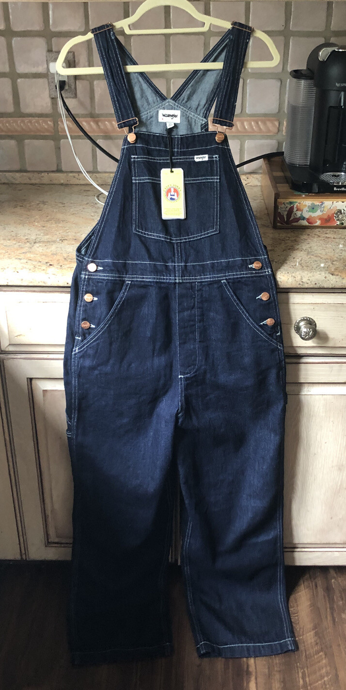 Free People Wrangler Casey Jones Overalls Adjust Straps Dark Denim Blue