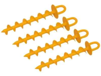 4 x Roughneck 340mm Steel Ground Anchor Fixing Cork Screw Design D-Ring, 64636