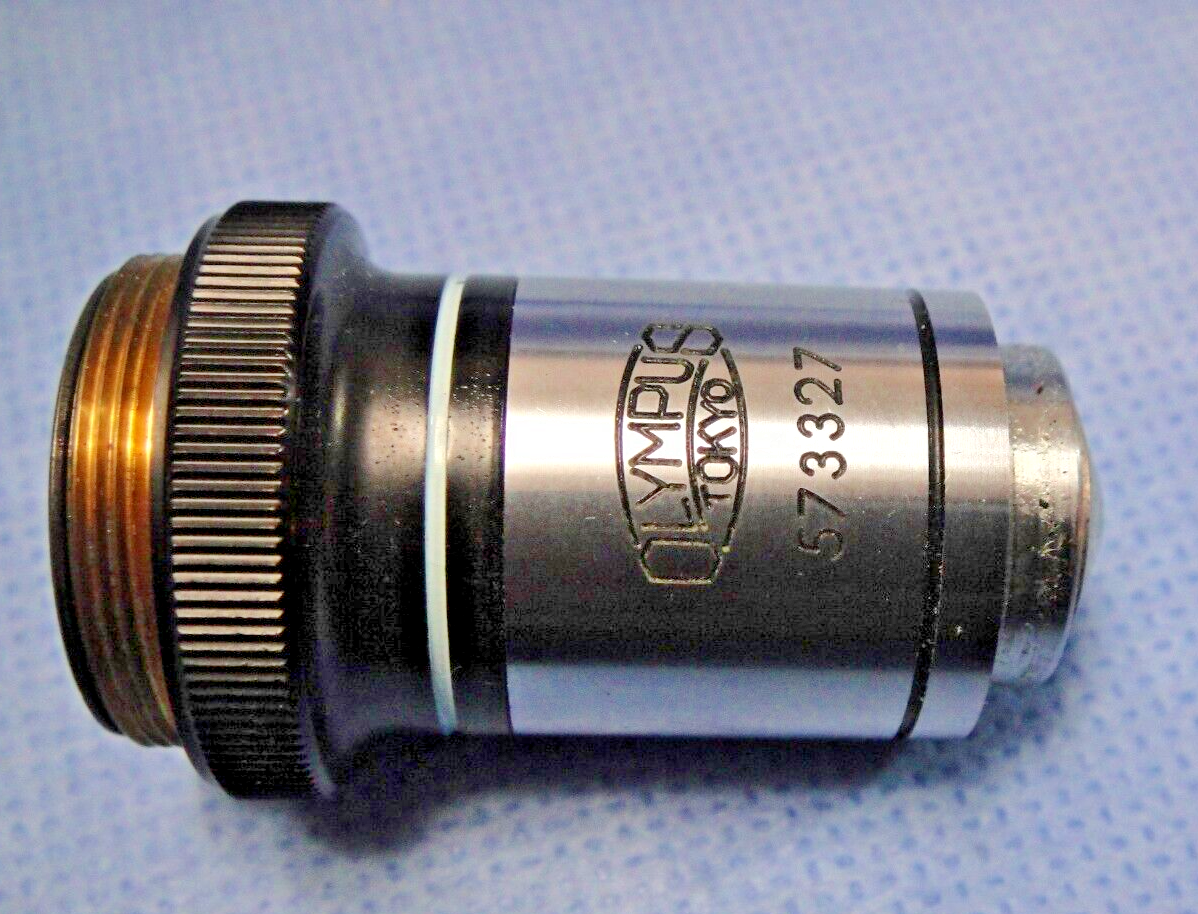 MICROSCOPE PART OBJECTIVE OLYMPUS JAPAN HI M100 100X OPTICS AS IS