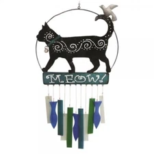 Gift Essentials Kittie Meow Glass Wind Chime  RETANGLE/FISH SHAPED GLASS 