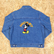 Vintage Disney Mickey Mouse Womens Denim Jacket | Trucker Retro 90s | Large Blue
