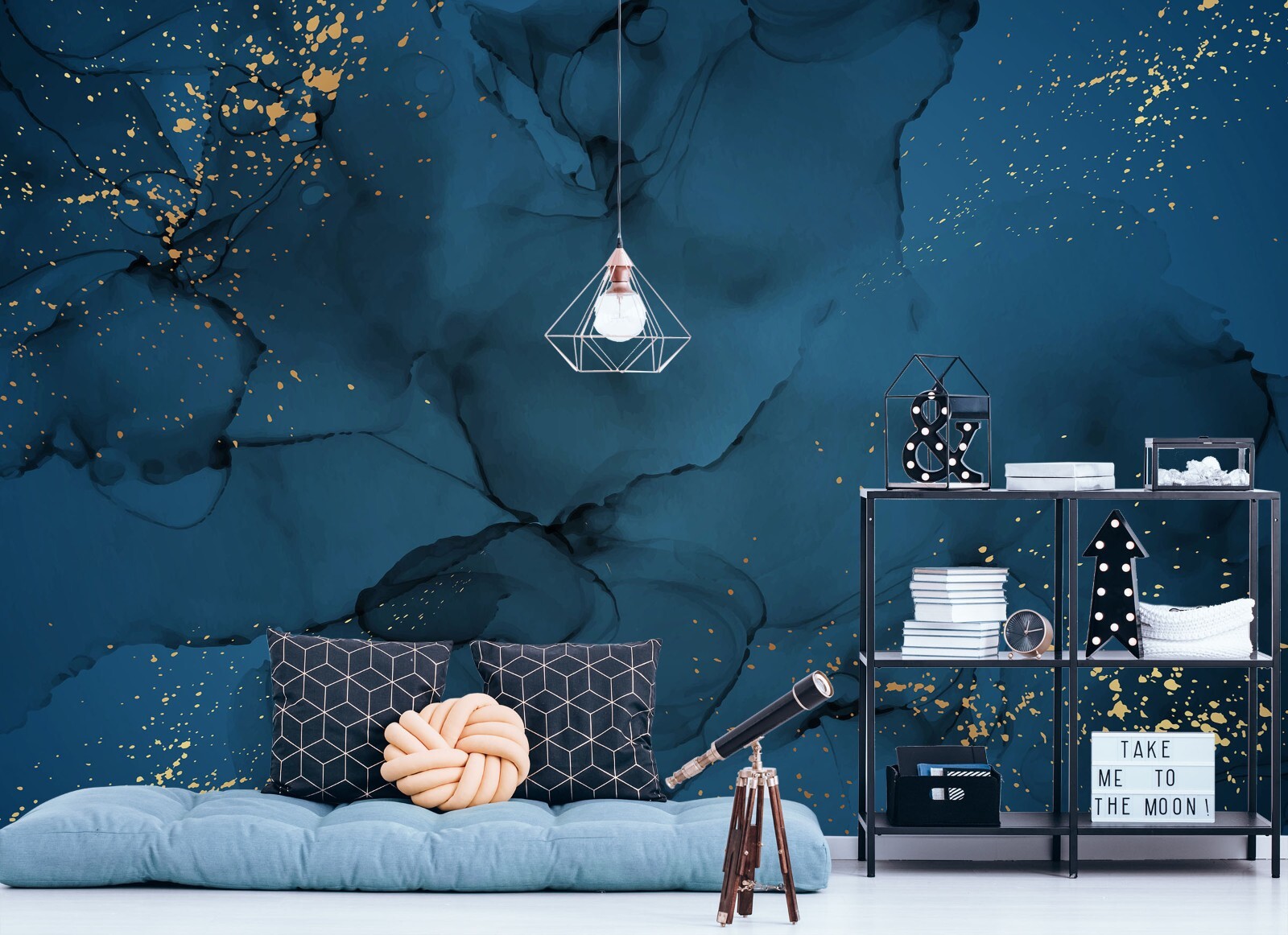 G3988 3D Blue Texture Wallpaper Wall Mural, Removable Self-Adhesive