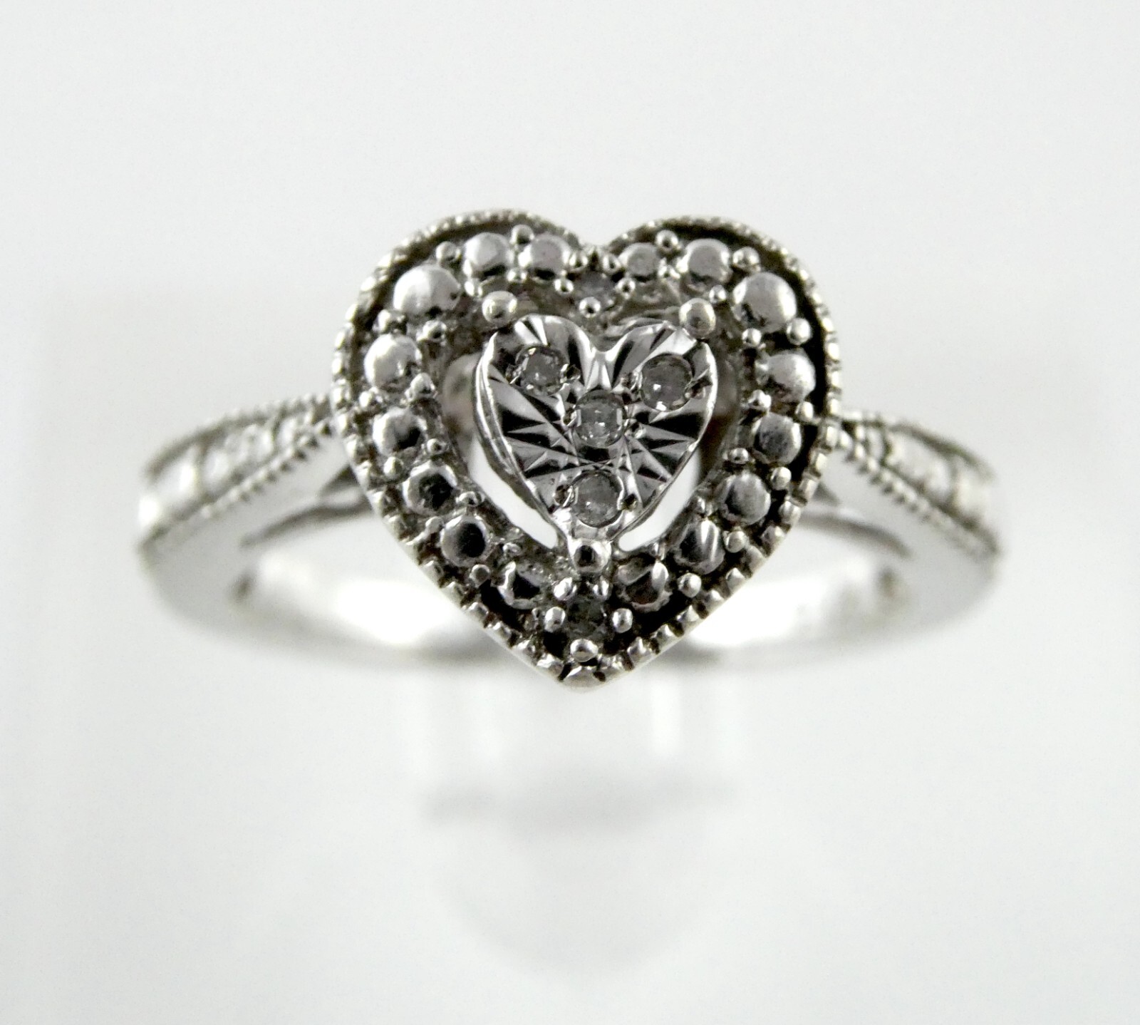 Sterling Silver Simulated Garnet Heart Ring - Solid 925 Silver Love Band, Size 7 - View #9