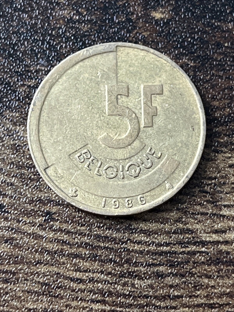 1986 Belgium 5 Francs Copper-Aluminum-Nickel Dutch Legend Actual