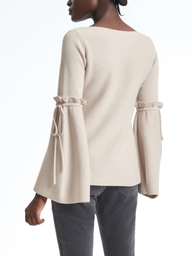 NWT Banana Republic x Olivia Palermo Bow Bell-Sleeve Sweater Black, sz XS