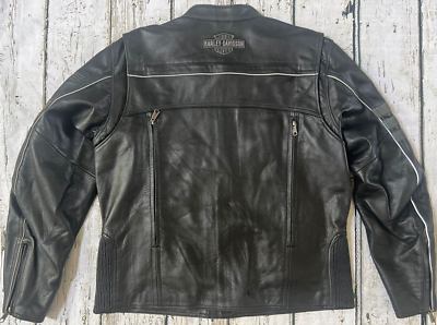 Harley Davidson Men's Milestone Reflective Black Leather Jacket XL