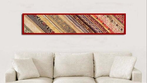 60" AUTHENTIC BEADED MOTI SARI VINTAGE WALL DÉCOR HANGING TAPESTRY THROW RUNNER - Picture 1 of 7