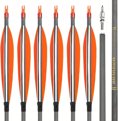 32 Carbonpfeile Für Bogen – Recurve & Compound, 400-1000 Spine, 81.8 Cm, 12er Set