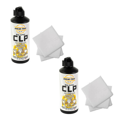 Break Free Gun Cleaning CLP 4oz Squeeze Bottle with 40-50 Cotton Patches 2-Pack