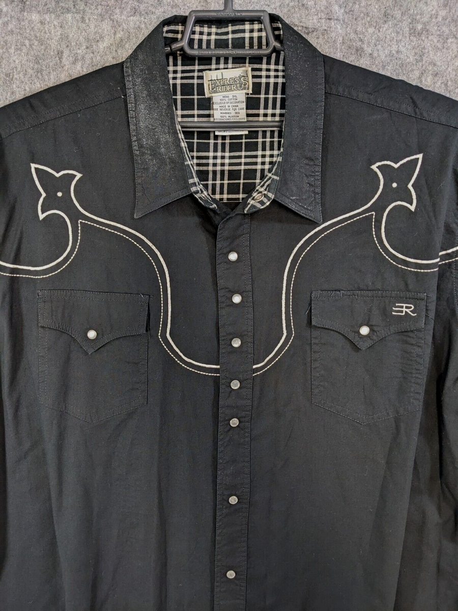 Chemise Western Express Riders Taille M – Sud-ouest, Brodée, Vintage
