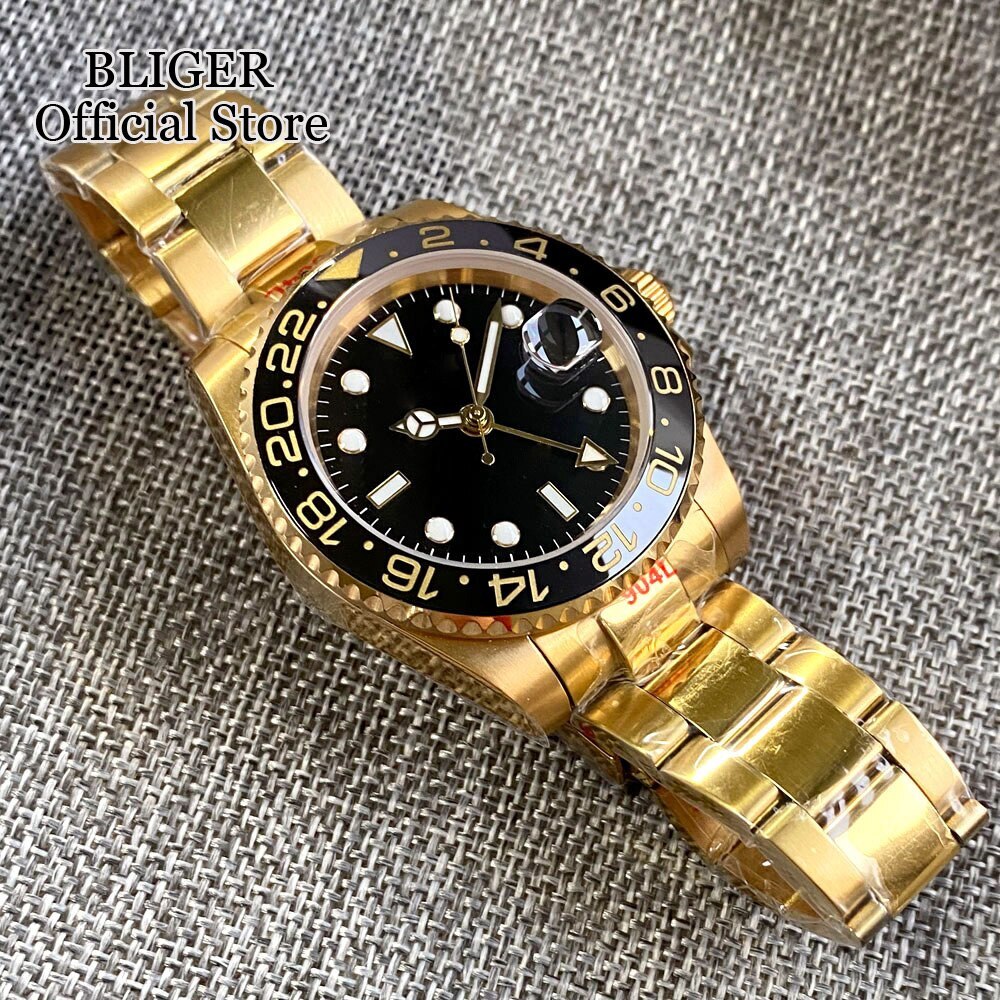 Quadrante Bliger 29mm Per GMT NH34: Bianco/Blu/Nero, Sterile, Acciaio
